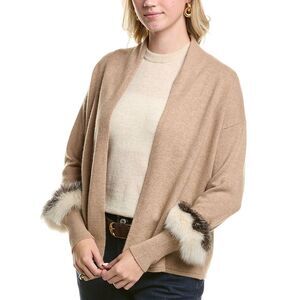 Meir Womens  Cashmere Cardigan, Beige